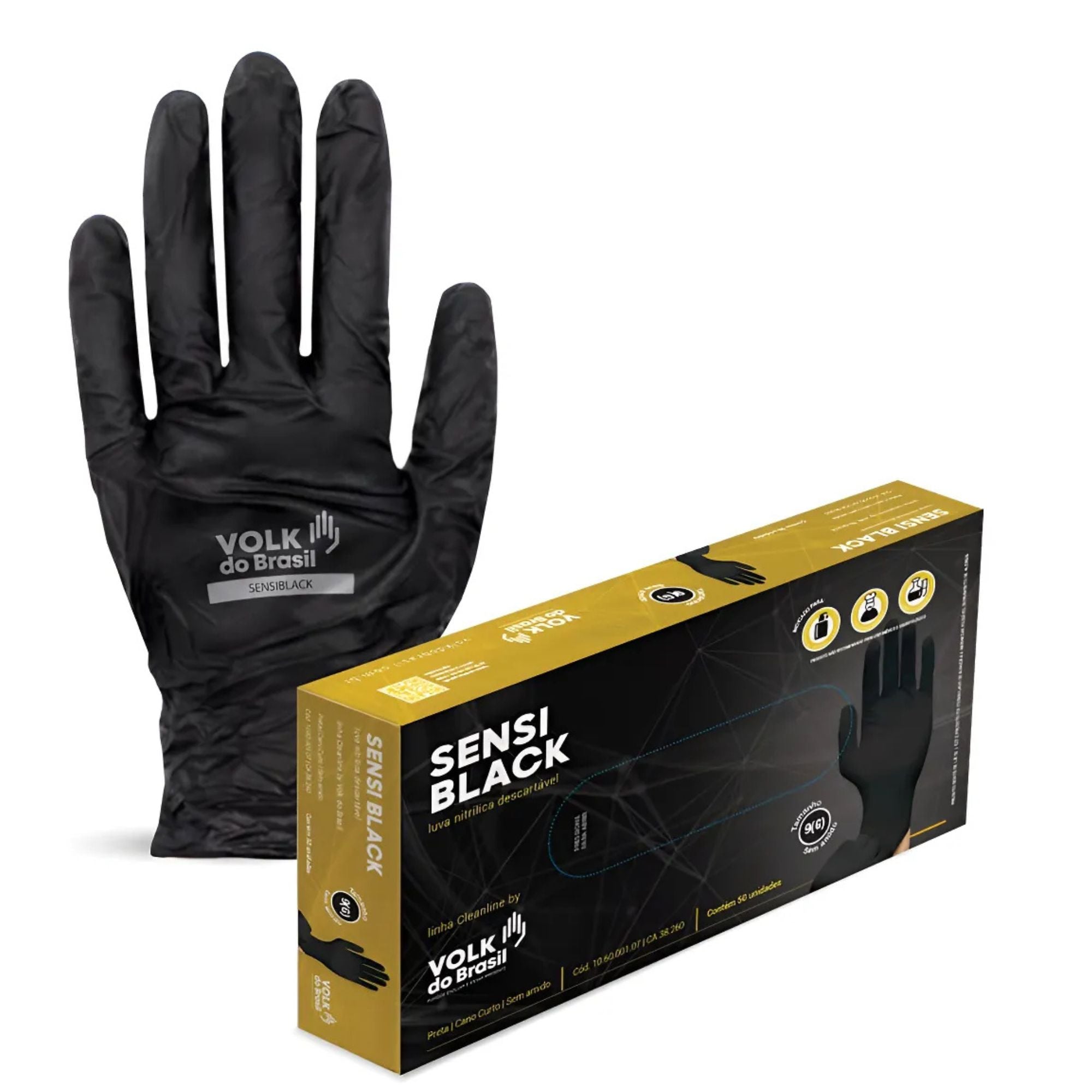 LUVA NITRILICA SENSI BLACK 50PÇ C.A 38.260