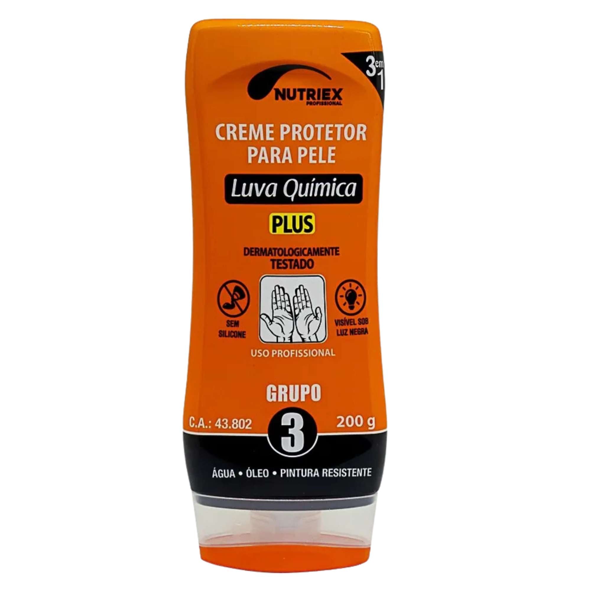 CREME PROTEÇÃO LUVA QUIMICA NUTRIEX 200GR GRUPO 3 C.A 43.802
